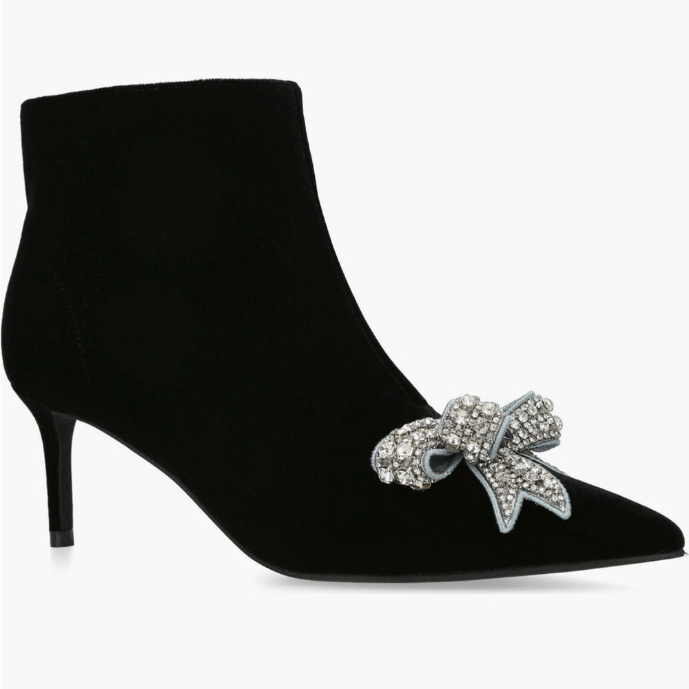 Kurt Geiger Black Ankle Boots with Crystal Bow
